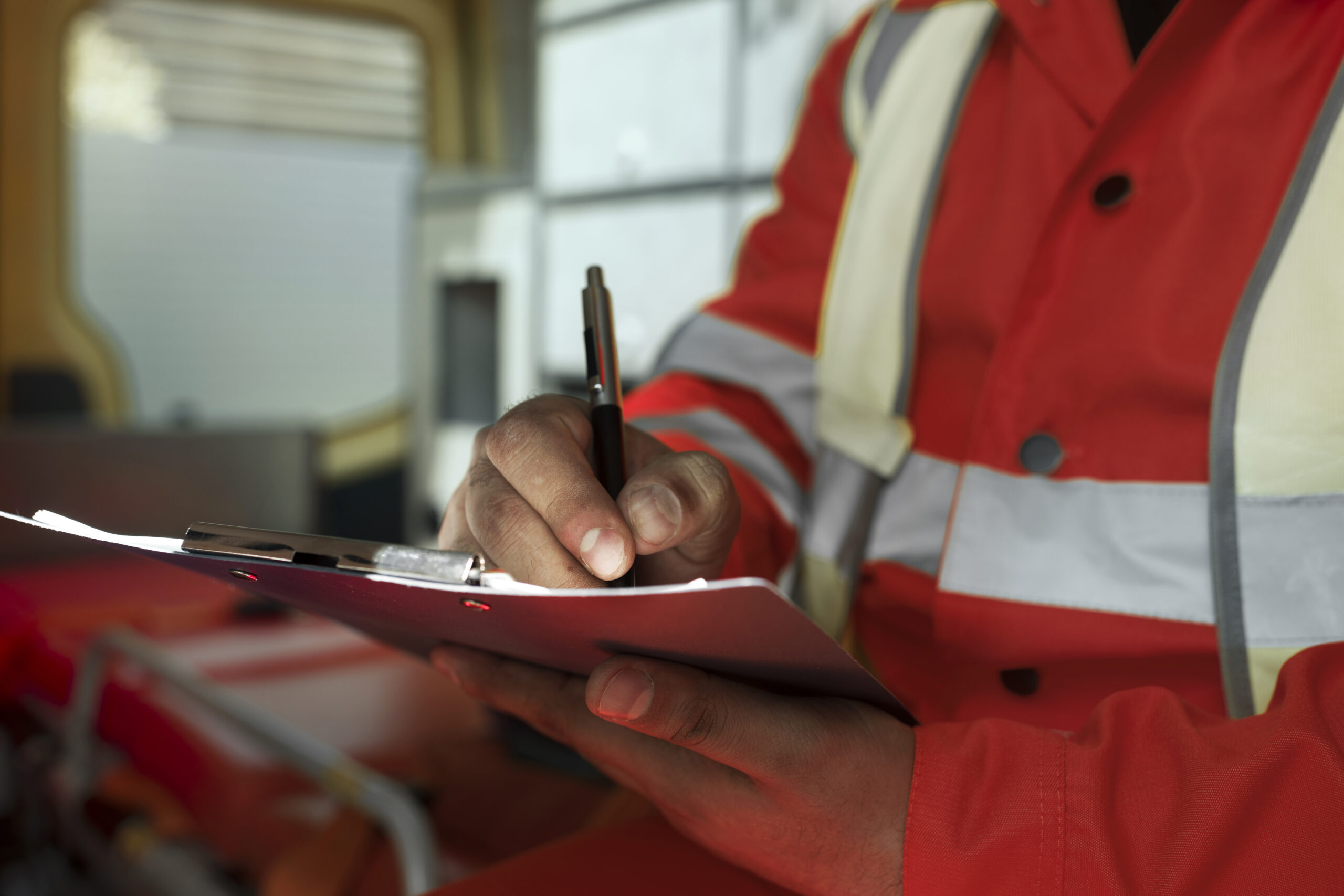 side-view-man-taking-notes-ambulance-car